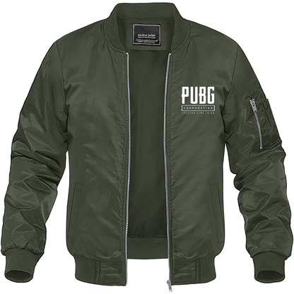 Men's PUBG Multiplayer Shooting Game Lightweight Bomber Jacket Windbreaker Softshell Varsity Jacket Coat