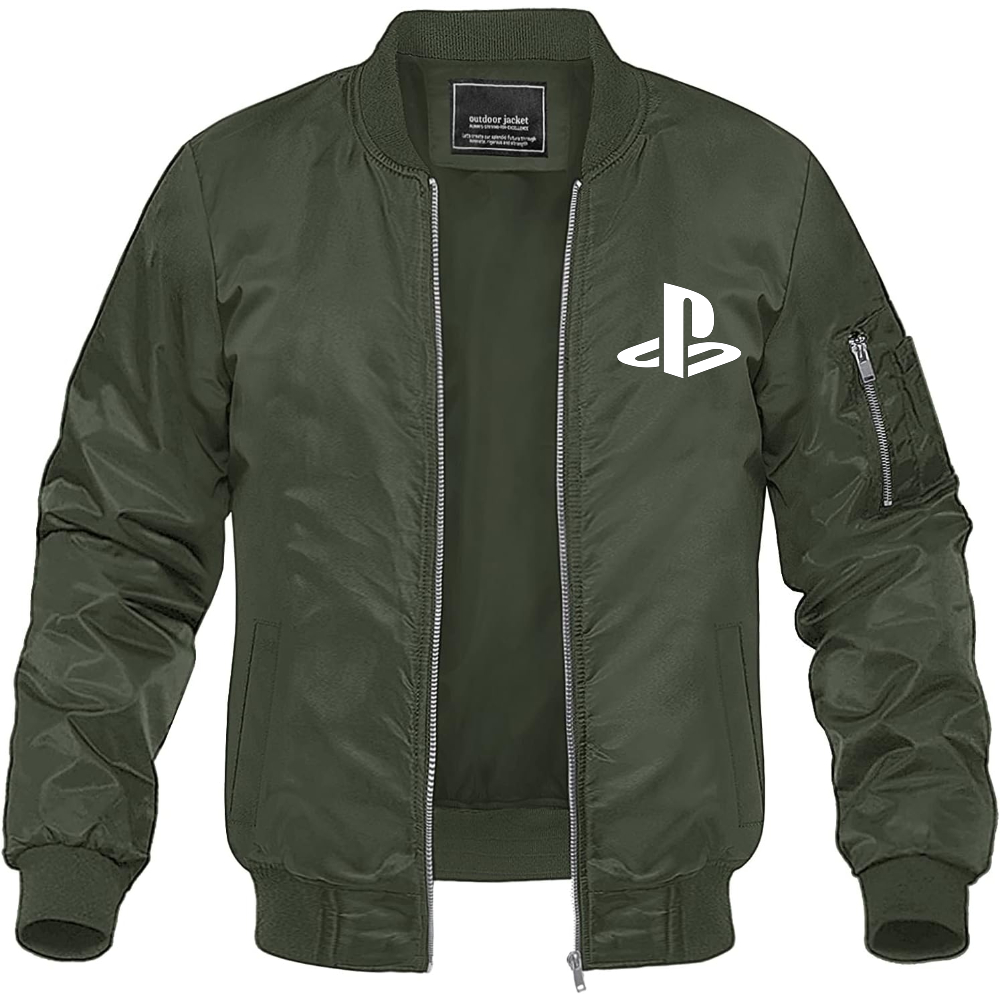 Men's PlayStation Game Lightweight Bomber Jacket Windbreaker Softshell Varsity Jacket Coat