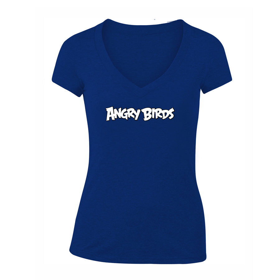 Women's Angry Birds Game V-Neck T-Shirt