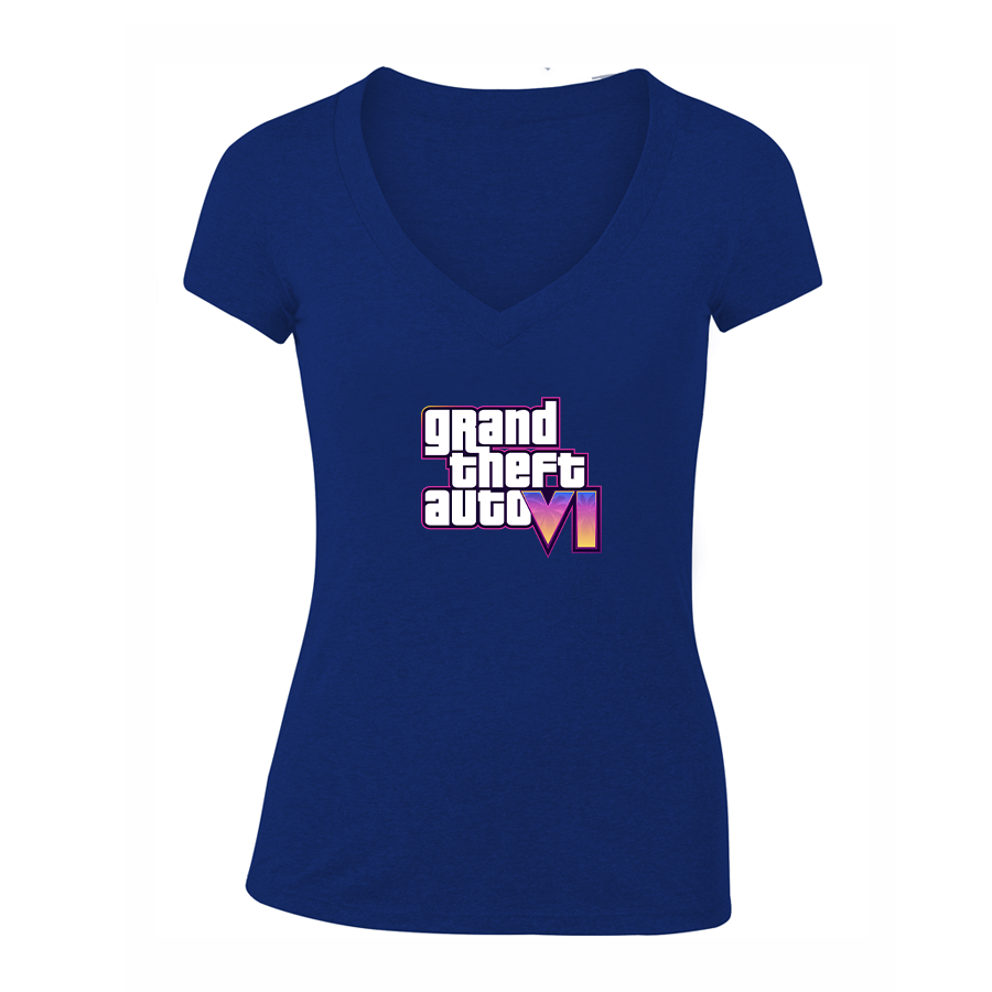 Women's GTA 6 Grand Theft Auto VI V-Neck T-Shirt Game