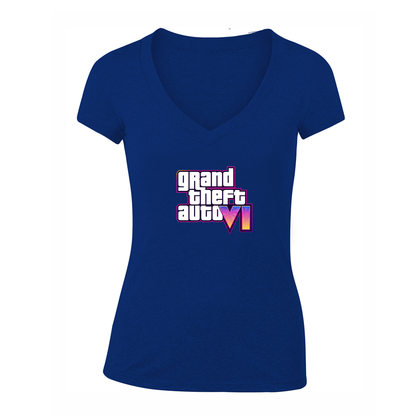 Women's GTA 6 Grand Theft Auto VI V-Neck T-Shirt Game