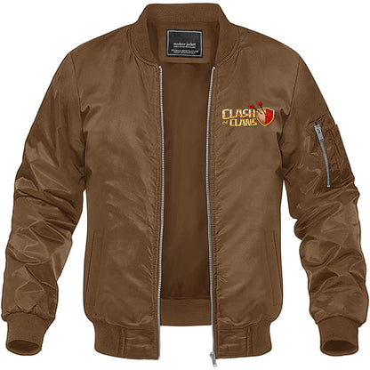 Men's Clash of Clans Game Lightweight Bomber Jacket Windbreaker Softshell Varsity Jacket Coat