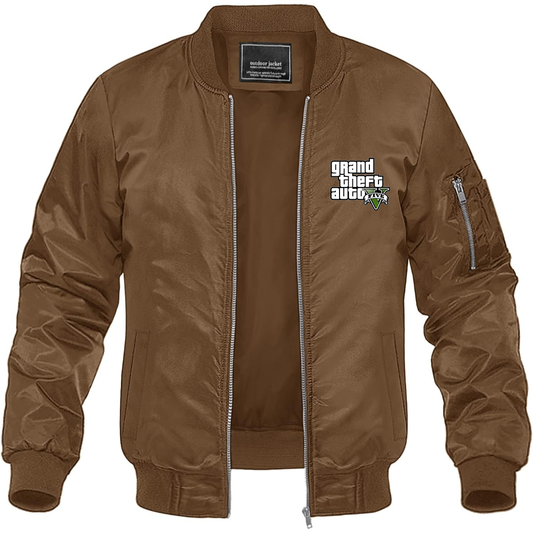 Men's GTA 5 Grand Theft Auto V Lightweight Bomber Jacket Windbreaker Softshell Varsity Jacket Coat Game