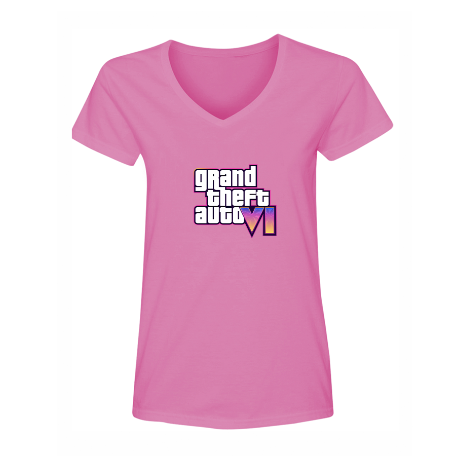 Women's GTA 6 Grand Theft Auto VI V-Neck T-Shirt Game