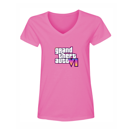 Women's GTA 6 Grand Theft Auto VI V-Neck T-Shirt Game