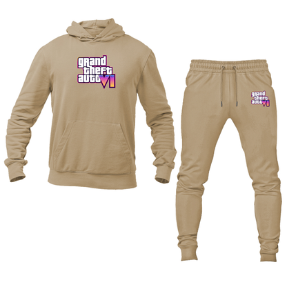 Men's GTA 6 Grand Theft Auto VI Hoodie Joggers Set Game