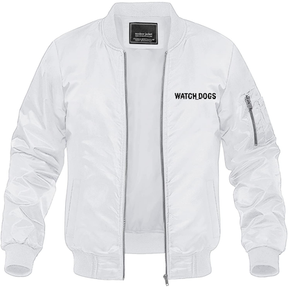 Men's Watch Dogs Video Game Lightweight Bomber Jacket Windbreaker Softshell Varsity Jacket Coat