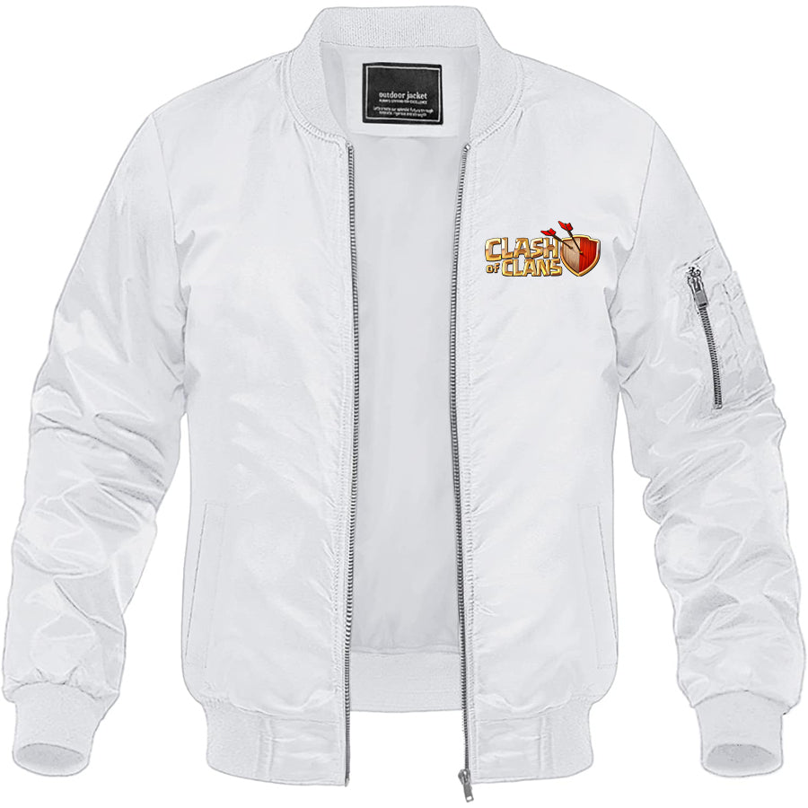 Men's Clash of Clans Game Lightweight Bomber Jacket Windbreaker Softshell Varsity Jacket Coat