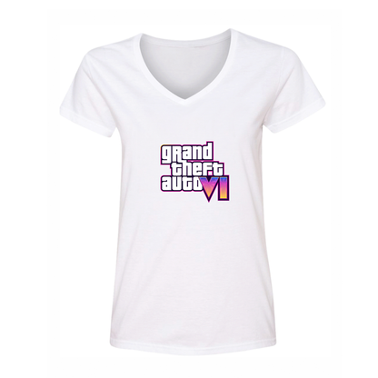 Women's GTA 6 Grand Theft Auto VI V-Neck T-Shirt Game